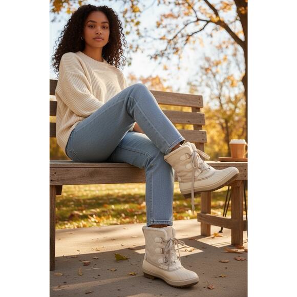 Sorel Women’s White Vapor Snow Boots Size 7.5 Waterproof Insulated Winter Snow - Picture 2 of 3